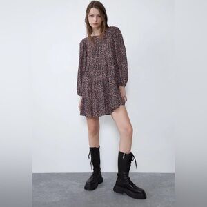 Zara FLORAL PRINT DRESS Black | XXL | ditsy floral | pink | 0/4661/108/800/06